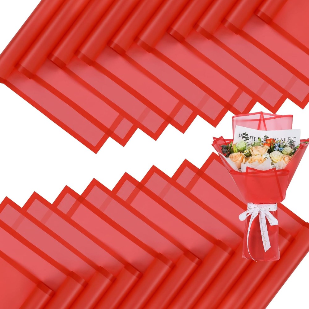 Wedding Supply In Bulk - Translucent Red Waterproof Floral Wrapping Paper