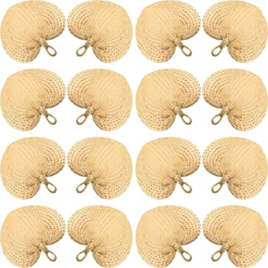 Wedding Supply In Bulk - 15 Pieces Raffia Hand Fan Wedding