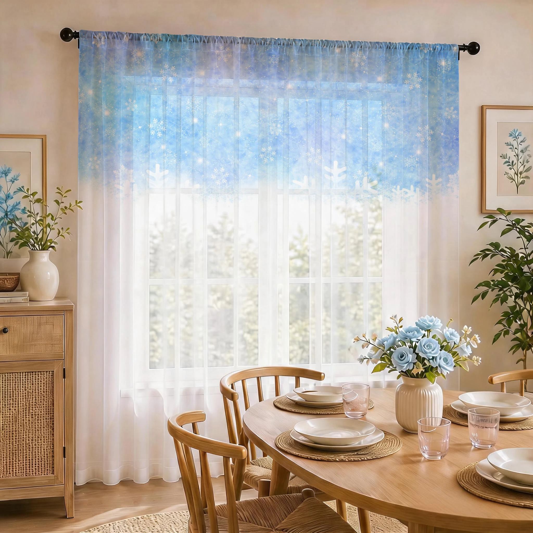 Good Floral & Wedding Decor Supply - Floral Gradient Sheer Curtain, Good Quality